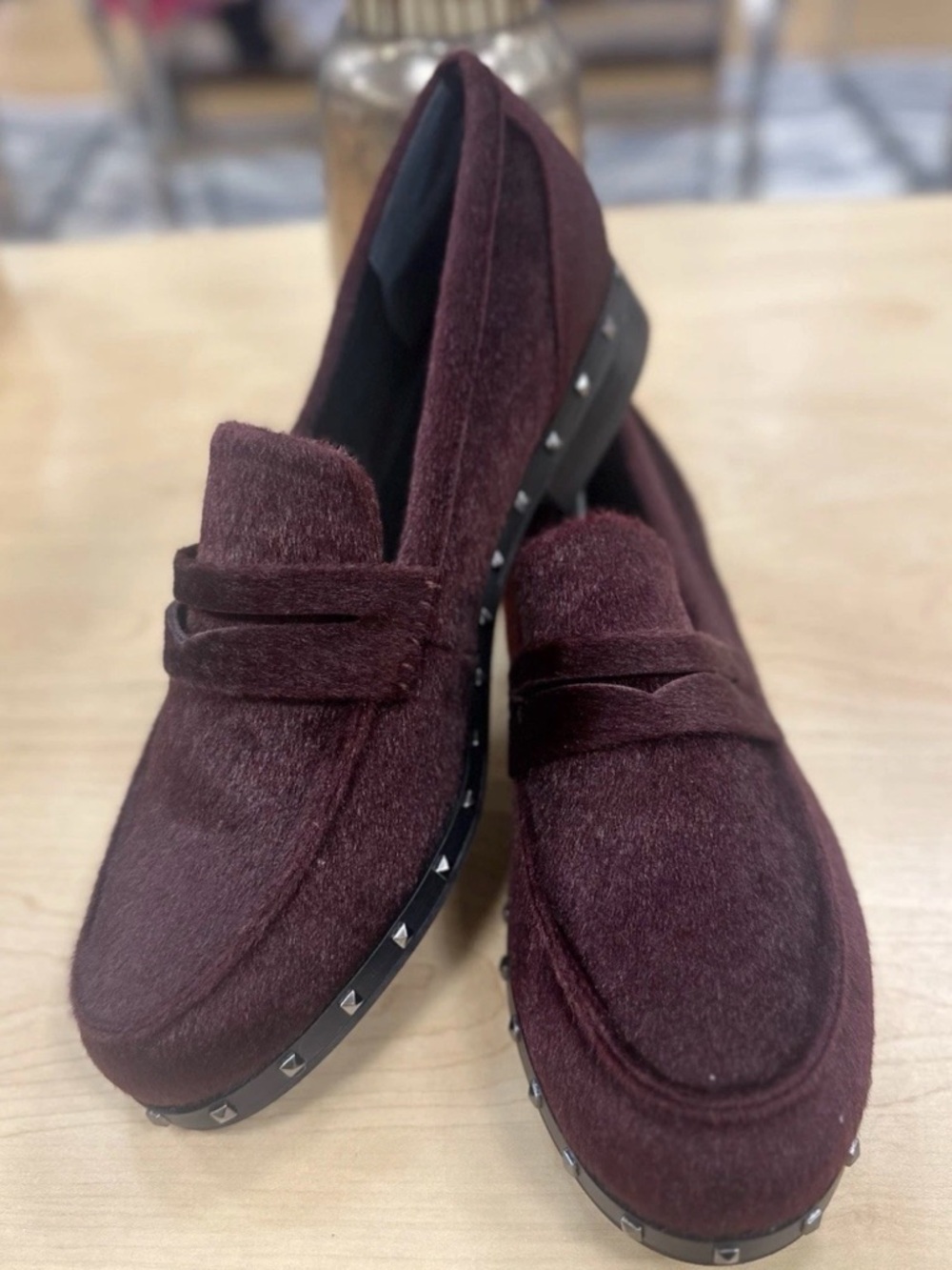 Charles by Charles and David Wine Penny Loafers with Studded Trim Size 11